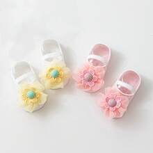 2双夏季薄款婴儿袜，女童蕾丝边婴儿袜，高弹不勒脚，适合0-1岁新生儿幼儿 - 彩色 - 查看 15