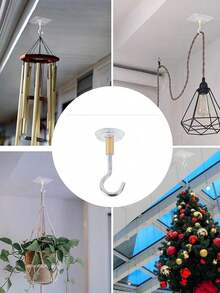 Móc treo trần chịu lực cao, dùng để treo cây cảnh, giỏ hoa, đèn lồng - Móc treo tường bằng thép đa chức năng, thích hợp trang trí sân vườn, ngày lễ, v.v. - Trong sáng - Xem 3