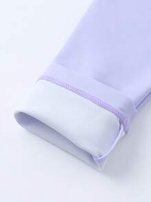 Annil 【碎花长袖泳衣套装】女童夏季高弹防水两件式裙泳衣训练泳装 - 黃紫花 - 查看 5