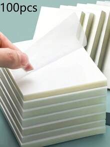 100pcs Transparent Posted It Sticky Notebook, Notepad, Diary, Student Stationery, Office Supplies, Back-To-School Essentials - Clear - View 12