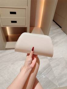 1 chiếc ví cầm tay mini kiểu dáng châu Âu và Mỹ trang trí kim loại, túi xách sang trọng, thanh kim loại sáng bóng, thích hợp cho váy dạ hội, tiệc tùng, đám cưới, dạ tiệc, lễ hội. Bao gồm dây xích kim loại. - trắng - Xem 6