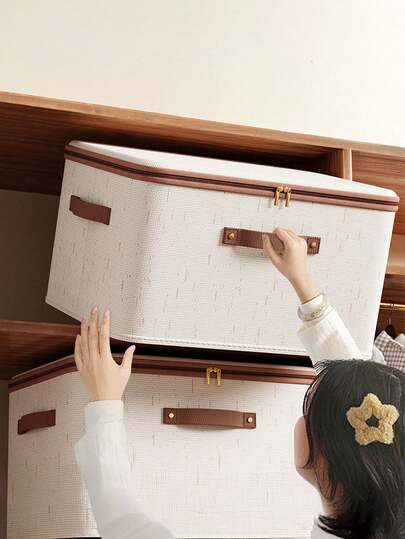 1/3件装衣物收纳盒，可折叠便携收纳箱，衣柜防尘衣物床上用品整理器，弹簧式家用收纳容器 - 方便省空间，适用于收纳床上用品、布料、春装床上用品、户外庭院收纳、返校季（由于纺织材料可能存在轻微掉色或印花问题，但不影响使用）、包袋、房间装饰