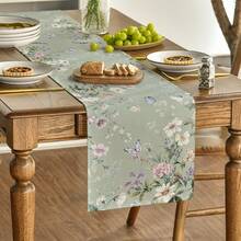 1pc DOKRIY Table Runner With Green Wildflower & Leaf Botanical Print - Multi-Size (13x36/48/72/108) Rectangular Dining Table Decor Suitable For Summer Kitchen, Weddings, Rustic Farmhouse & Spring Party Decoration - 1 cái-13*35,8in(33*91cm) - Xem 4