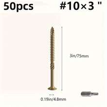 50 ốc vít sàn chịu lực cao, cỡ #8 #9 #10, thép carbon, bề mặt oxy hóa, ốc vít gỗ ngoài trời, lớp phủ epoxy chống gỉ, màu nâu, đầu vít hình sao T25. - Nhiều màu - Xem 3