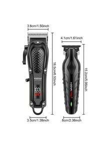 Bộ 2 máy cắt tóc điện, máy tỉa tóc không dây dành cho nam, màn hình LED kỹ thuật số, sạc USB, hoạt động mượt mà với nhiều phụ kiện cắt tóc, người bạn đồng hành lý tưởng. - Xem 6