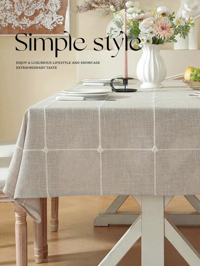 1 pieza Mantel a cuadros grandes gris, decoración textil para el hogar minimalista y moderna, adecuado para uso diario en el hogar, picnic, hotel, celebraciones, todo el año