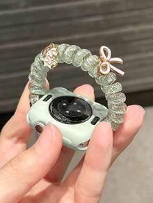 1个女士绿色时尚发圈蝴蝶结弹力带，适用于38/40/41/42/44/45/49/46mm Ultra2/Ultra/SE/10/9/8/7/6/5/4/3/2/1 - 綠色 - 查看 8