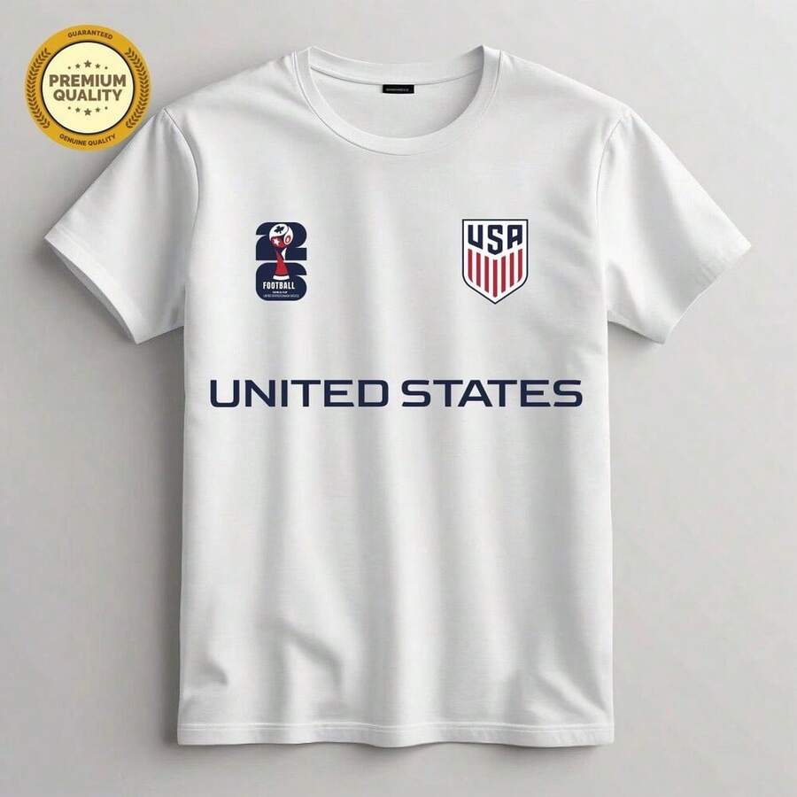 USA Soccer Team Fan T-Shirt, 2026 World Cup Football T-Shirt, USA Football Team Tee, World Cup Fanwear, American Support T-Shirt - White - View 1