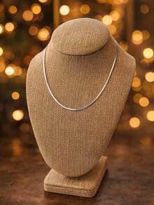 1pc 925 Sterling Silver Fishbone Chain Necklace, Minimalist Snake Bone Style Delicate Necklace For Women - Chain - View 5