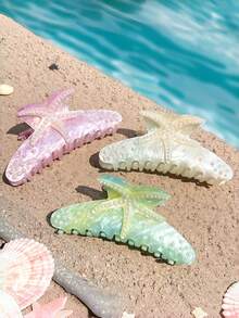 1pc Women's New Rhinestone Embellished Starfish Design Hair Clamp, Colorful Acetate Hair Clip Accessory, Gift For Girlfriend Valentine's Day Hair Claws Claw Clips Hair Clips Hair Jaw Clip Hair Clamps Hair Clutch Hair Claw Clip, School Stuff, College Fall Winter Hair Accessories For Women For Vacation Outfits Woman - Multicolor - View 11
