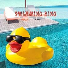 Flotteur gonflable géant en forme de canard jaune avec poignées, en matériau PVC durable. Chaise longue de camping et de plage, canapé de bord de mer, jouet d'eau d'été pour l'extérieur, décoration de fête, tapis de loisirs, amusement de natation pour adultes (pompe non incluse), flotteur de piscine, accessoires de plage, flotteur de piscine - Jaune citron - Voir 5