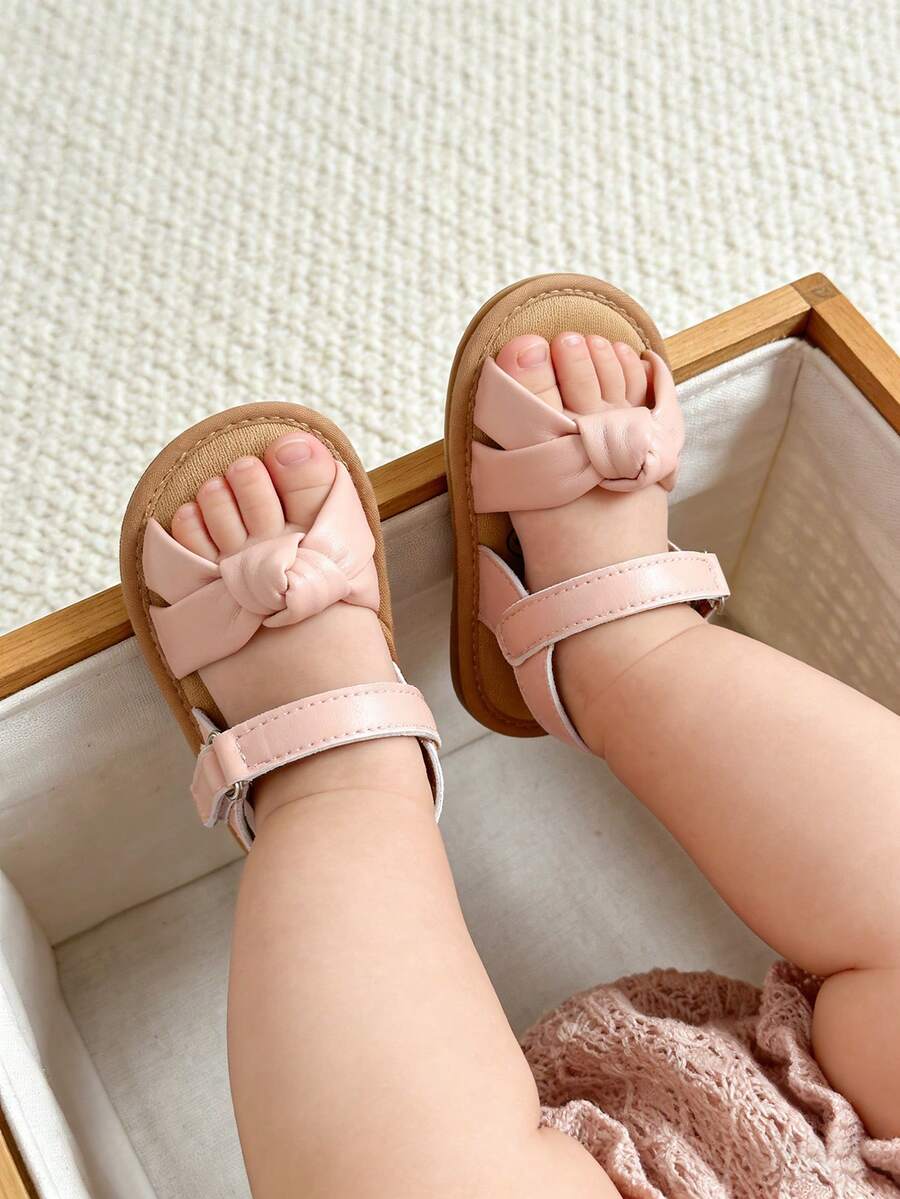 Neugeborene Säuglings Mädchen Jungen Sommer Sandalen Outdoor-Leisure Strandschuhe mit Blumen Schleife rutschfeste Sohle Kleinkind Laufschuhe