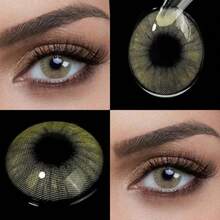 Lalens Hid Aurora 自然美瞳，极光琥珀色，适合日常妆容，直径 14.2mm，年抛型，适合深棕色眼睛，万圣节角色扮演 - 琥珀色 - 查看 5