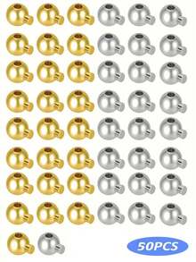 3mm/0.118in 銅色壓花珠、止珠、珠帽，適用於手工手鍊、項鍊、耳環、鑰匙圈、腳鍊，珠寶製作壓花珠 - 彩色 - 查看 12