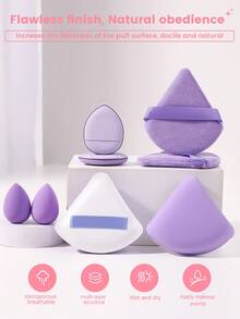 8件套化妆工具套装，包括：2个迷你化妆海绵+2个迷你气垫粉扑+2个迷你气垫粉扑+2个三角粉扑 - 彩色 - 查看 3