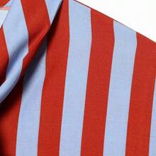 Áo sơ mi nữ thanh lịch với họa tiết sọc tương phản và nơ, kiểu dáng mới cho mùa xuân hè, thích hợp mặc đi nghỉ mát hoặc đi chơi. - Đỏ - Xem 6