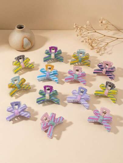 10 pezzi/set di fermagli per capelli a fiocco multicolore, adatti per l'uso quotidiano delle ragazze o come regalo, perfetti per la primavera (colori casuali)