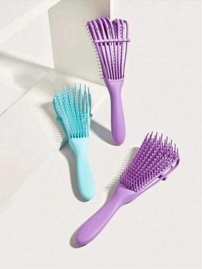 Escova desembaraçadora adequada para cabelos crespos e cacheados, incluindo os padrões de cachos 3/4 ABC africanos. Desembaraça cabelos molhados ou secos de forma mais rápida e fácil, proporcionando uma escovação indolor.