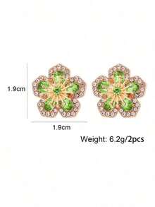 Juran Flower Design Stud Earrings Valentines,Mom,Mother,Mother's Day, - màu xanh lá - Xem 4