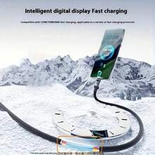 LED数字显示超快充电USB A转Type-C数据线，磨砂表面，支持数据同步、USB供电，6A大电流，适用于 15/16、POCO等设备 - 彩色 - 查看 3