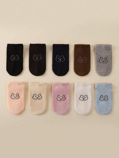 10pcs Bear Design Kids Socks, Versatile, Dirt-Resistant, Comfortable School Socks For Children