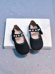 Children's Fashion Pearl Cloth Shoes, Casual Minimalist Style Comfortable Soft Bottom Flat Shoes, Spring/Summer - Black - View 20
