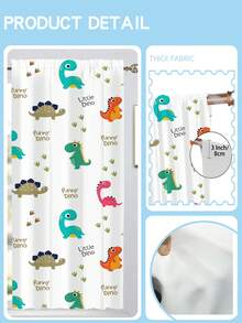 2 Stück 110g Cartoon Dinosaurier Verdunkelungsvorhänge für drinnen und Outdoor, Verdunkelungsvorhänge für Schlafzimmer und Wohnzimmer, Wärmeisolierung für Balkon, einfach aufzuhängen, moderner Stil, 100% Polyester - Verschiedenfarbig - Übersicht 4