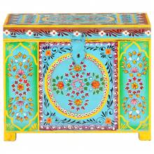 Caja almacenaje pintada a mano 50x40x40 cm madera mango maciza multifunzionale e grande capacità risparmia spazio e facile da pulire stabile e estetico ideale per sala da pranzo sala da pranzo e camera da letto - Multicolore - Visualizzare 3