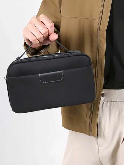 HOVI'S Túi cầm tay nam - Chất liệu bền chắc, nhiều ngăn, dung tích lớn (có thể đựng điện thoại/sạc dự phòng), có khe đựng thẻ, phù hợp cho đi làm hàng ngày, công sở, thường ngày, món quà lý tưởng cho nam giới.