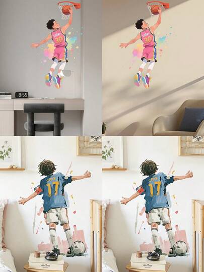 1pc Sports-Themed Self-Adhesive Wall Stickers, Suitable For Living Rooms, Bedrooms, Bathrooms, And Home Decor. Vinyl Stickers For Home Bathroom Decoration, Giving Your Home A Fresh Look This