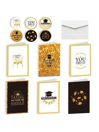 18/13pcs Graduation Greeting Cards Set, Including Cards, Envelopes And Stickers, Graduation Invitation Cards, Congratulation Cards, Graduation Cards, Commendation Cards, Encouragement Cards, Can Write Blessing Words, Suitable For Graduation Party, Party Invitations