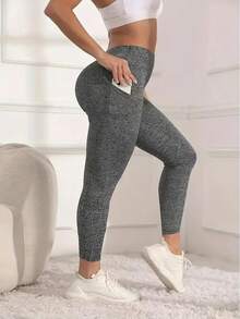 3Pcs Women High Waist Yoga Leggings With Pockets, Hip Lifting Quick-Drying Sports Pants For Running (Black/Navy/Linen Gray) - 海軍藍 + 亞麻灰 + 黑色 - 查看 8