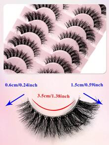 ENCHUW 8 pares de pestañas postizas naturales con banda transparente, pestañas postizas completas y esponjosas, pestañas de mink falsas para uso diario - Negro - Ver 2