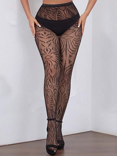 1 pieza Pantimedia de moda con diseño hueco y con forma para mujer, estilo punk lolita, para verano