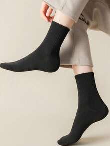 10 Pairs Kids & Youth Solid Color Crew Socks, Absorbent Sports Socks Suitable For School Outfit - Multicolor - View 2