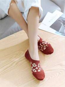 5pcs Unisex Leopard Print Boat Socks Mixed Pack – Perfect For Daily Wear - Multicolor - View 2