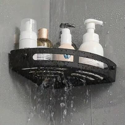 Triangle Bathroom Wall Mounted Storage Corner Rack, Shower Caddy, Multi-Function No Drill Shampoo & Shower Gel Holder, Bathroom Organizer Rack, Cosmetic Storage Rack, Bathroom Accessories - Wall Mounted Shampoo & Essentials Storage Rack, Shower Corner Shelf