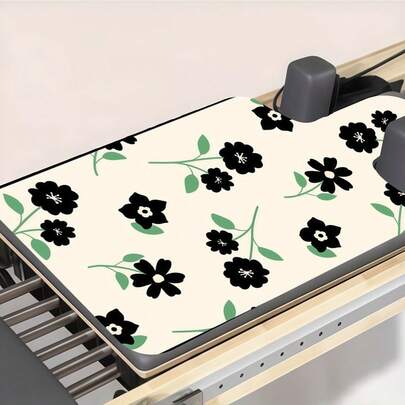 1pc Black Floral Anti-Slip Yoga Mat - Suitable For Home Workout, Dancing And Skipping - Unisex, Yoga Accessory, Fitness Mat