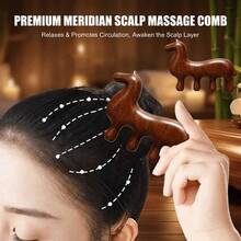 Massage Comb, Sandalwood Zodiac Horse Scalp Point Massage Brush, New Coarse Tooth Anti-Static Help Blood Circulation Guasha Point Comb Therapy - Multicolor - View 5
