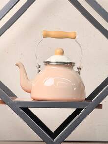2500ml Solid Color Whistling Kettle With Wooden Handle, Heat-Resistant Design, Home Desktop Decor, Kitchen Drinkware, Living Room Tea Set, Suitable For Open Flame, Great Gift For Friends And Family - View 5