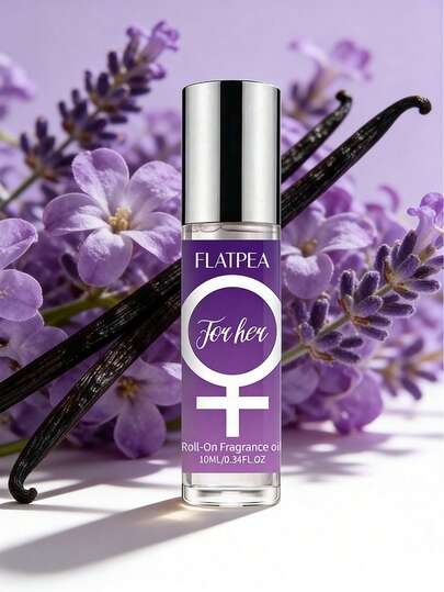 1支10毫升女士费洛蒙滚珠香水 - 持久留香，不含酒精 - 散发迷人女性魅力 - 敏感紫罗兰香草美食调，持久留香，花香清新，不油腻，情侣约会必备