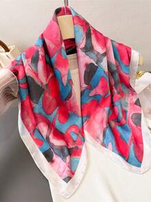 1件 仿丝扎染几何图案方巾/头巾 - 彩色 - 查看 8