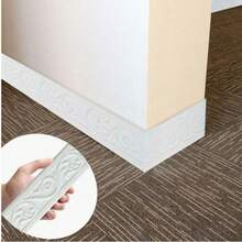 1pc 3D Wall Edge Trim Self-Adhesive Waterproof Baseboard Wall Sticker, Suitable For Living Room Home Decor - C - View 5