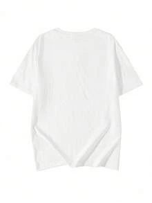 Women's Casual Loose Fit Round Neck Letter & Star Print Short Sleeve T-Shirt, Versatile For Spring/Summer White - White - View 5