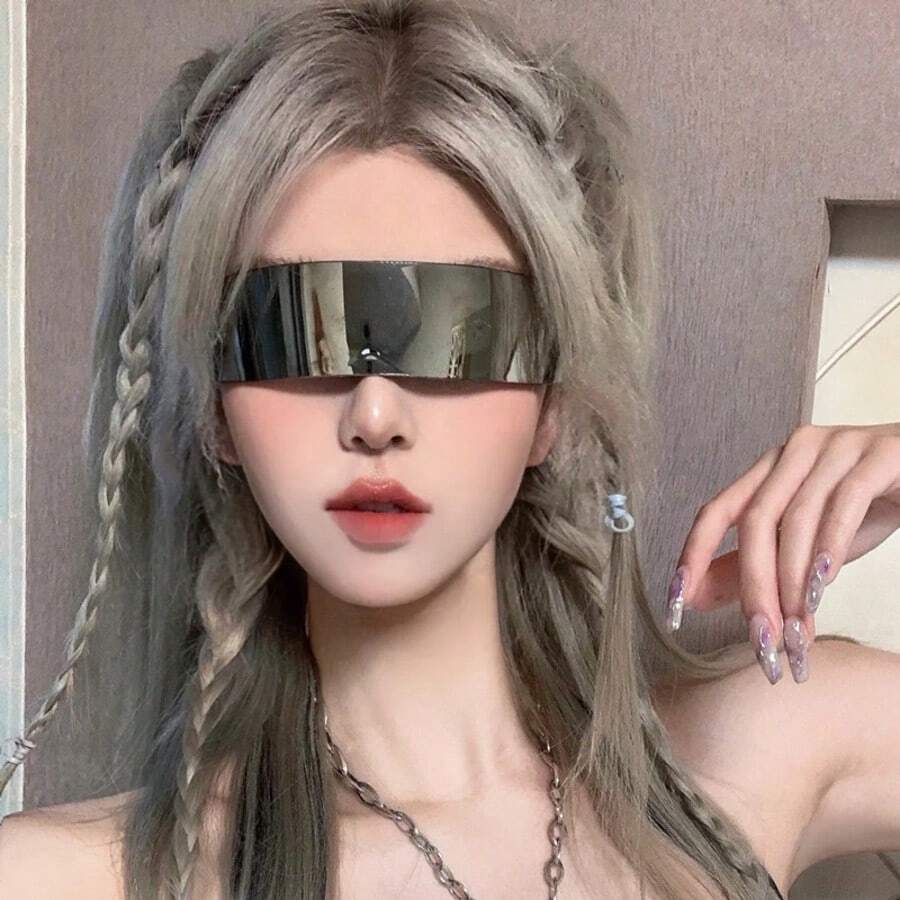 新款朋克风无框环绕式未来主义时尚眼镜，适合女性佩戴，适用于夏季海滩度假、户外活动、旅行、街头时尚和音乐节。 - 蒙特內哥羅 - 查看 1