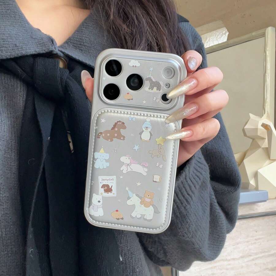 Cartoon Riding Bear Phone Case Compatible With IPhone 17 Pro Max / 16 Pro Max / 15 Pro Max / 14 Pro / 13, Fashionable Women/Minimalist Men Phone Case