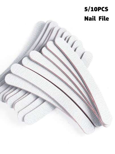 Bộ 5/10 dũa móng tay hai mặt chuyên nghiệp, độ nhám 100/180, màu xám, có thể rửa được, dùng cho móng tự nhiên và móng acrylic, dụng cụ làm móng tay móng chân cho salon và sử dụng tại nhà.