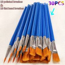 Bộ 30 cọ vẽ bằng nylon đầu nhọn và đầu dẹt dùng cho màu nước, acrylic, gouache, vẽ tranh, phác thảo. - Một kích cỡ phù hợp cho tất cả - Xem 2