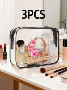 3件套 - 1个化妆包、洗漱包、收纳袋、化妆品收纳包、手提包、轻便旅行居家两用包、旅行必备品、珠宝收纳包、唇彩收纳包、指甲油收纳包、化妆品收纳包、发带和腕带 - 多色 - 查看 52