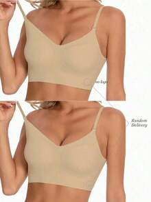 Women's Seamless Backless Bra, Summer Bra With Backless Design, Bridal Bra, Comes With 3 Adjustable Shoulder Straps, Comfortable And Breathable, Suitable Weddings, Formal Occasions, Can Be Paired With Camisoles. - Khaki - View 3